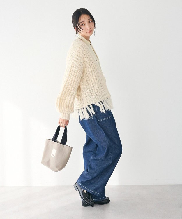 CRAFT STANDARD BOUTIQUE 洗える/フリンジニットカーディガン Ivory