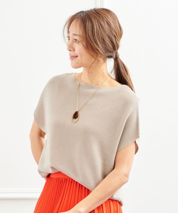 ANY L 【洗濯機可能/アンチピリング/UVケア】アクリルガーターコクーンニット サンドベージュ