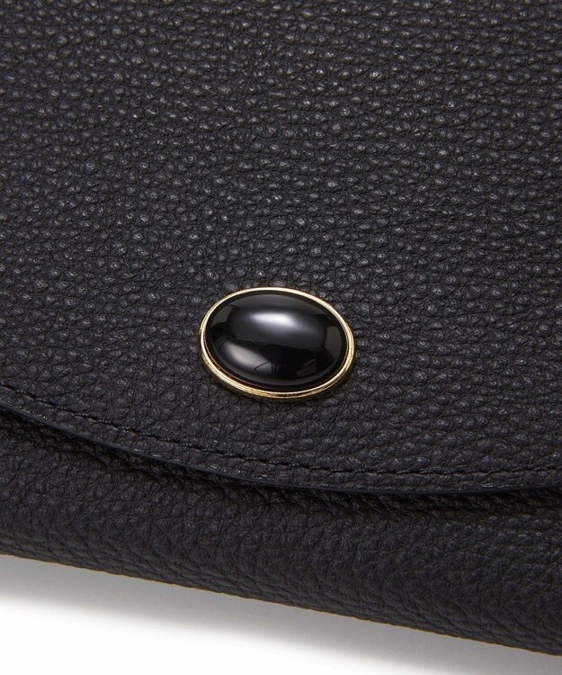 TOPKAPI 【TOPKAPI】gemdrops ジェムドロップ ミニエンボスレザー 天然石 二つ折り 財布 ブラック