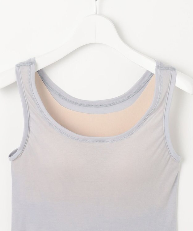 自由区 【ワコールコラボ】【洗える】シアーボーダー ニット グレー