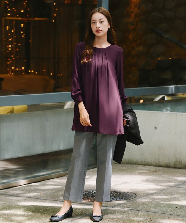 Tiaclasse 【洗える】テーパードパンツ チャコール