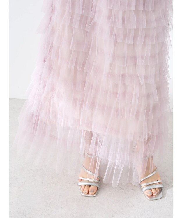 earth music&ecology ティアードフリルチュールスカート Shocking Pink