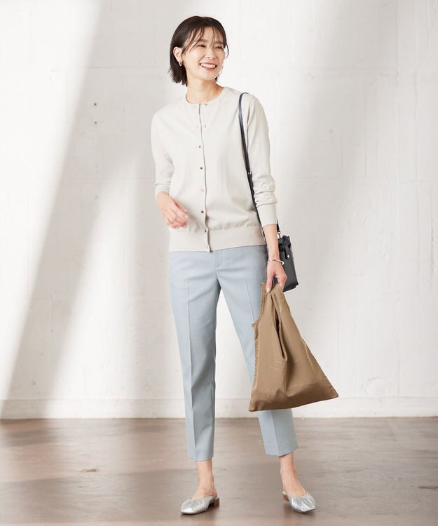 J.PRESS LADIES S 【洗える】 BASIC HI-COTTON カーディガン ライトグレー系