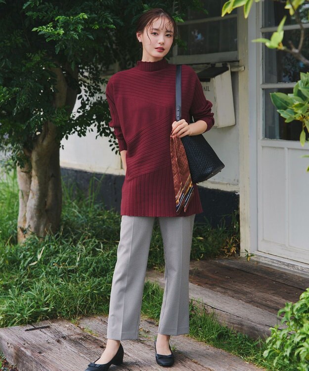 Tiaclasse 【洗える】テーパードパンツ ブラックチェック