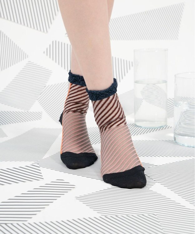 COQ しまうま シアーストライプソックス チャコール