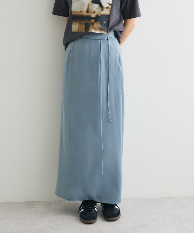 CRAFT STANDARD BOUTIQUE ダルサテンIラインスカート Blue Green