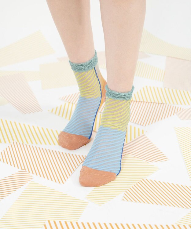 COQ しまうま シアーストライプソックス ライトオレンジ