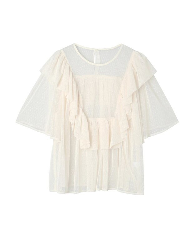 Green Parks ■ＥＳＣＡＲ　ドットチュールフレアヨークプルオーバー Ivory