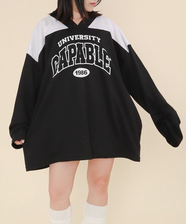 WEGO バイカラースポーツスウェット ブラック