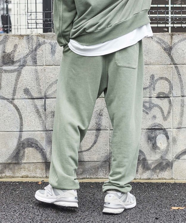 WEGO ピグメントロゴスウェットパンツ カーキ