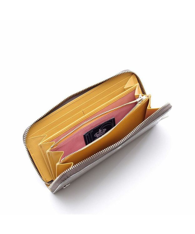 A.D.M.J. 牛革クロコ型押し ラウンドファスナーウォレット SMOKE