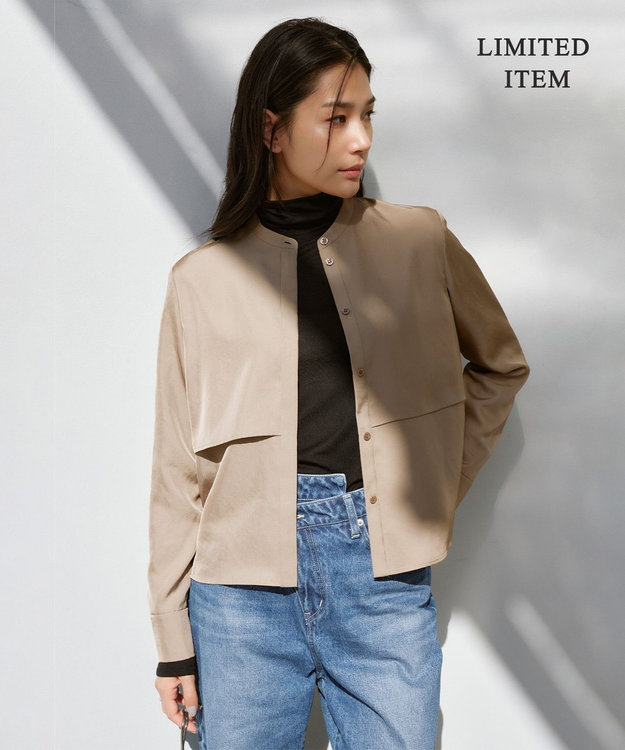 WEB限定・洗える】シルキーツイル クロップドシャツ / ICB L