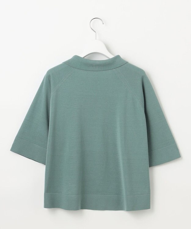 J.PRESS LADIES L 【洗える】COTTON POLYESTER 襟付き ニット ミストグリーン系