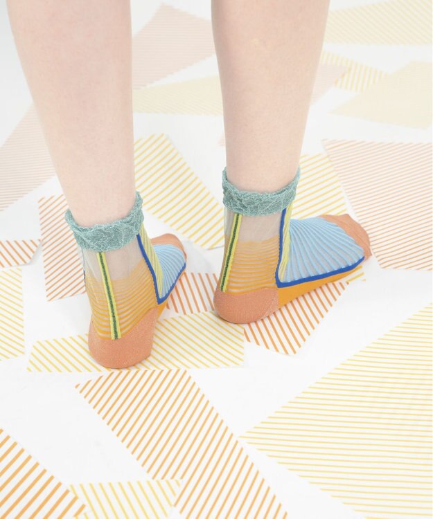 COQ しまうま シアーストライプソックス ライトオレンジ