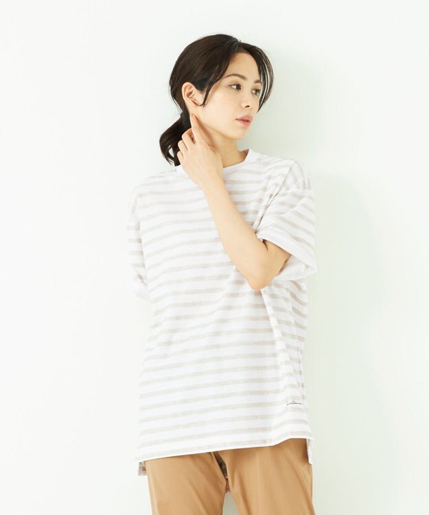 JOSEPH ABBOUD MOUNTAIN 【SPACE】OGリネンボーダー Tシャツ アイボリー系2