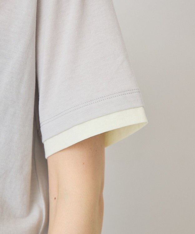 AMERICAN HOLIC 配色レイヤード風シアーＴシャツ Light Gray
