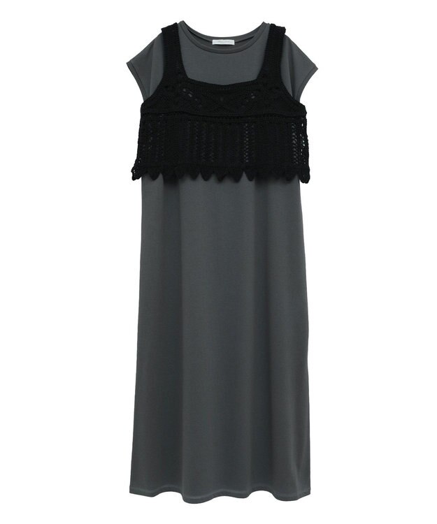 Green Parks SET2点クロシェベスト＋ワンピース Black