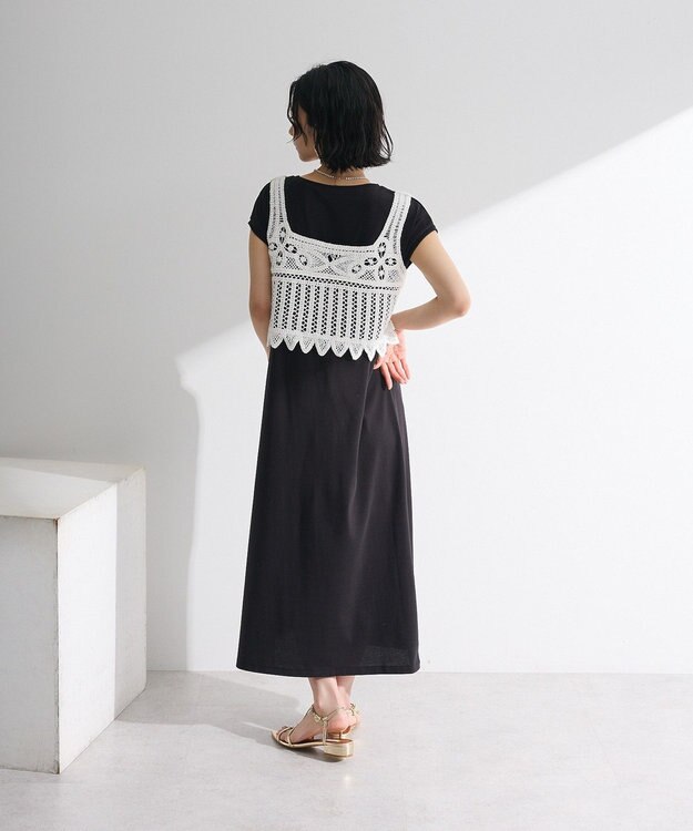 Green Parks SET2点クロシェベスト＋ワンピース Black