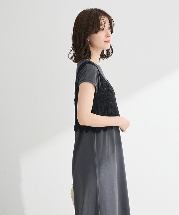 Green Parks SET2点クロシェベスト＋ワンピース Black