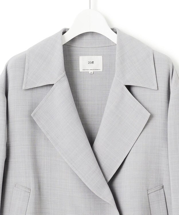 23区 TWライトリバー ショートトレンチコート ライトグレー系