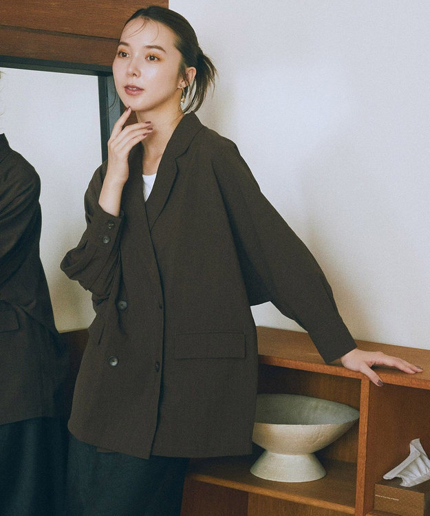 earth music&ecology シアードルマンジャケット Brown