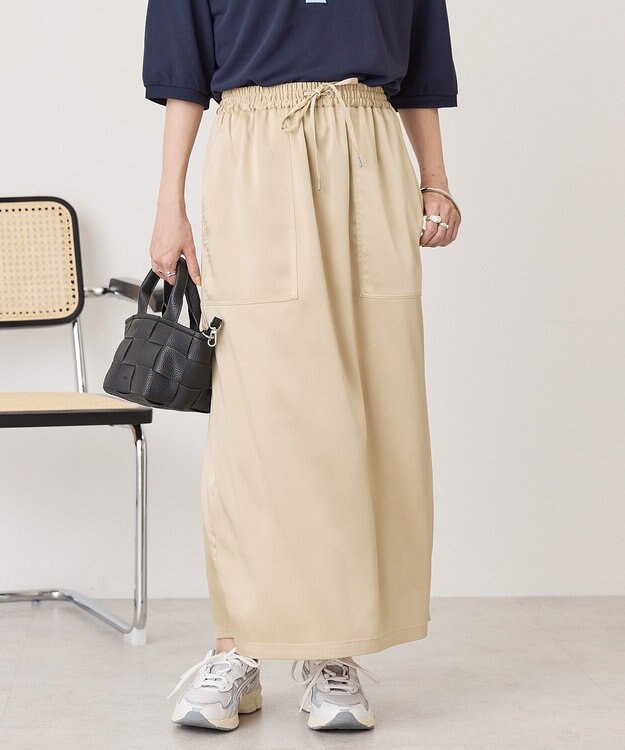 AMERICAN HOLIC 【マルチ機能】サテンベイカースカート Light Beige