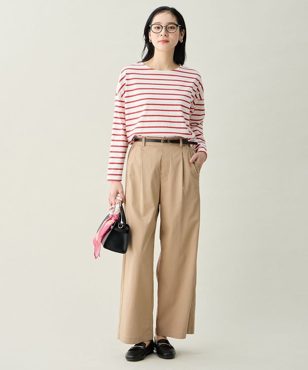 ANY L コクーンボーダープルオーバー レッド