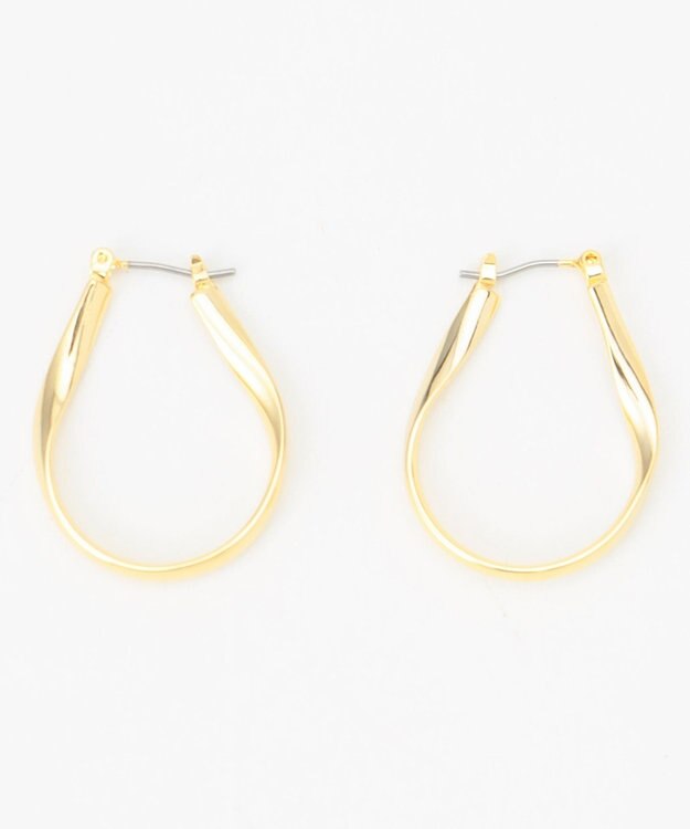 ANY 【WEB限定】オーバルメタルピアス（両耳用） ライトゴールド