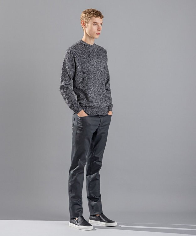JOSEPH HOMME 【LEON 掲載】シルクバルキーハニカム　クルーネックニット ブラック系