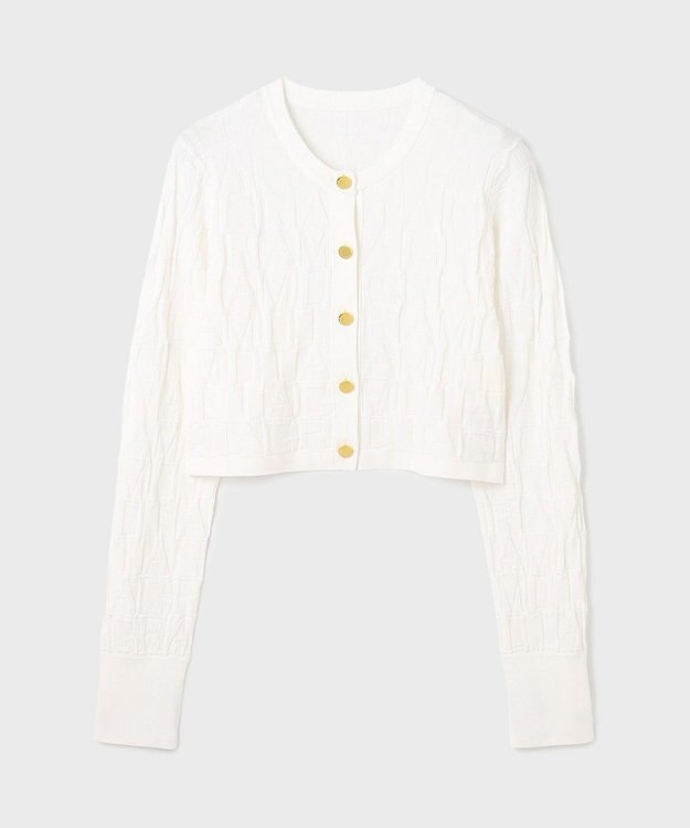 GRACE CONTINENTAL モノグラムニットカーディガン ホワイト