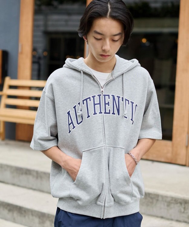 WEGO 【ユニセックス着用ITEM】カレッジロゴジップパーカー（SS） 杢グレー