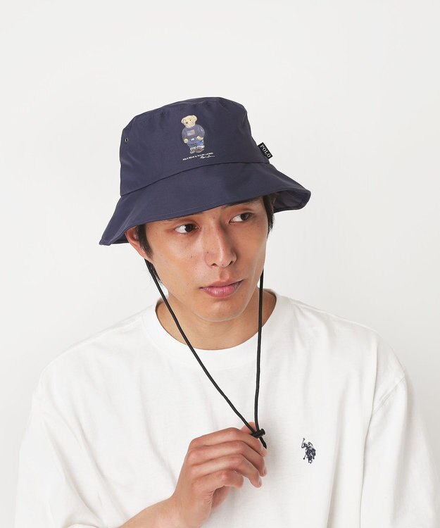 MOONBAT 【WEB限定】POLO RALPH LAUREN（ポロ ラルフ ローレン）遮光 レインハット  FLAG BEAR ポロベア ネイビーブルー