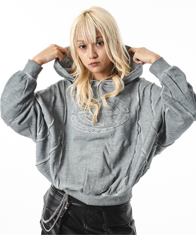 WEGO 【ユニセックス着用ITEM/MLサイズ展開】コールドダイスウィッチングプルパーカー グレー