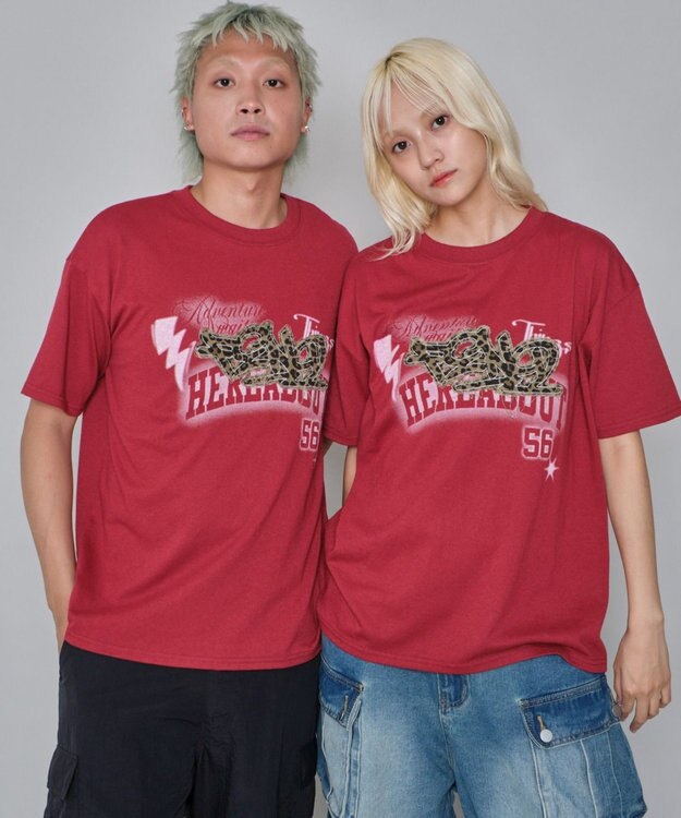 WEGO 【ユニセックス着用ITEM】パターンアップリケグラフィックT（SS） ワイン