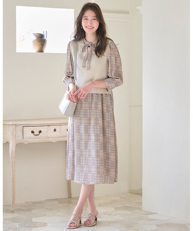 ANY SIS 【2SET】ニットジレワンピース セット ベージュ系