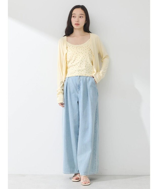earth music&ecology ＳＥＴ２点カーディガン＋フラワーキャミ Yellow