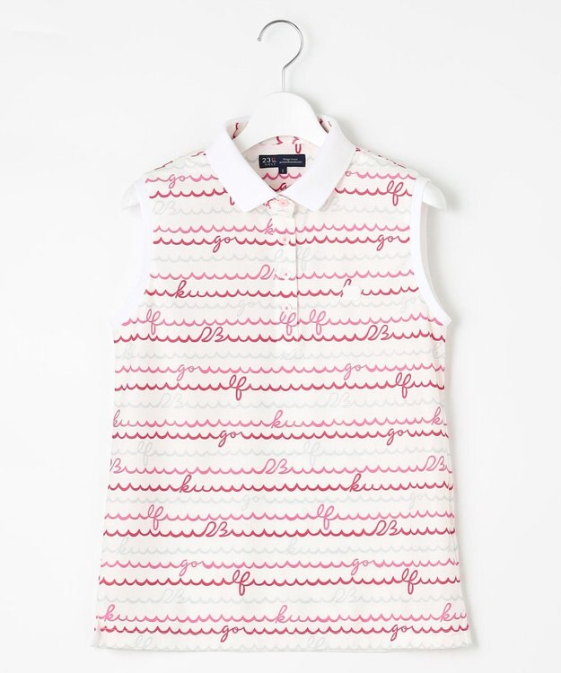 23区GOLF 【WOMEN】ウェーブロゴプリントノースリーブシャツ ピンク系5