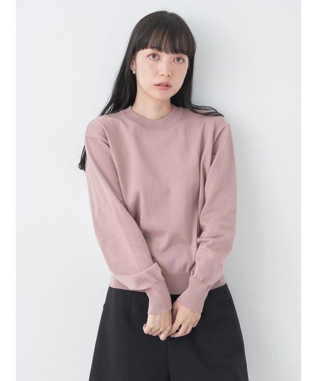 earth music&ecology バックボタンクルーネックニットプルオーバー Pink