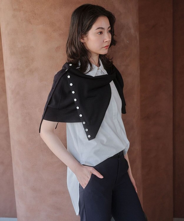 BEIGE， THAYER / メタル釦ノースリーブシャツ Off
