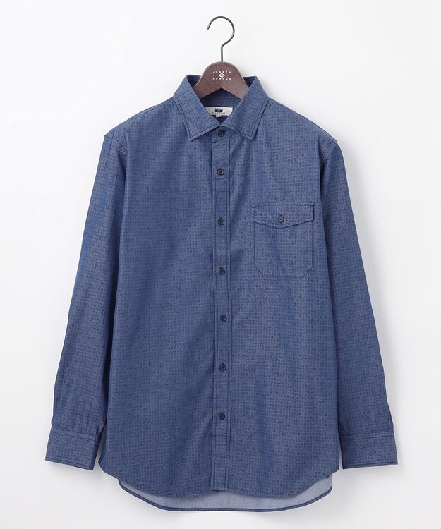 JOSEPH ABBOUD 【キングサイズ・サスティナブル素材BIOGRACE使用】テンセルプリント シャツ ネイビー系5