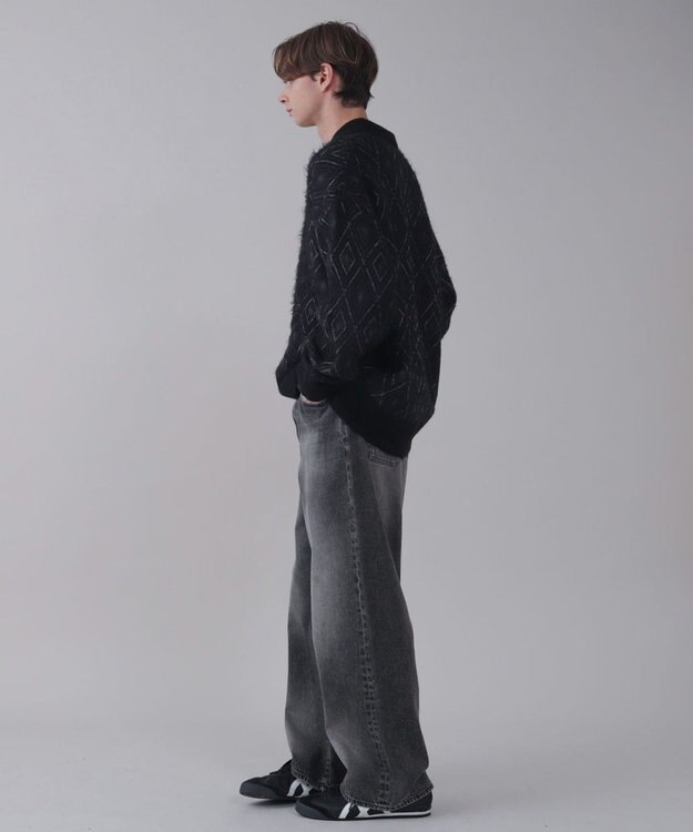 WEGO 【ユニセックス着用ITEM/SMLサイズ展開/ウエスト調整可】バギーデニムパンツ ブラック