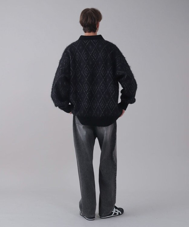 WEGO 【ユニセックス着用ITEM/SMLサイズ展開/ウエスト調整可】バギーデニムパンツ ブラック