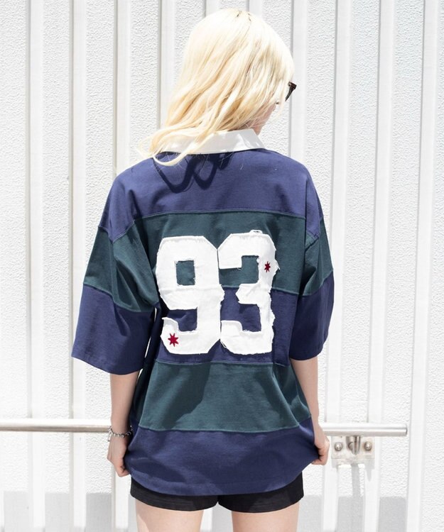 WEGO 【ユニセックス着用ITEM】ナンバリングラガーシャツ ダークグリーン