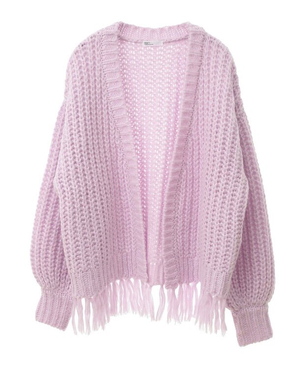CRAFT STANDARD BOUTIQUE 洗える/フリンジニットカーディガン Purple