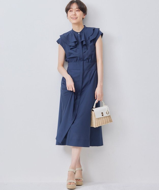 組曲 【WEB限定】シアーボイル ラッフルワンピース ネイビー系