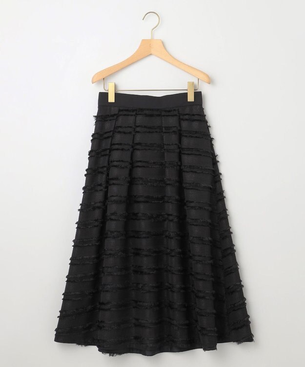 組曲 【WEB限定】ボーダーカットジャカード フレアスカート ブラック系