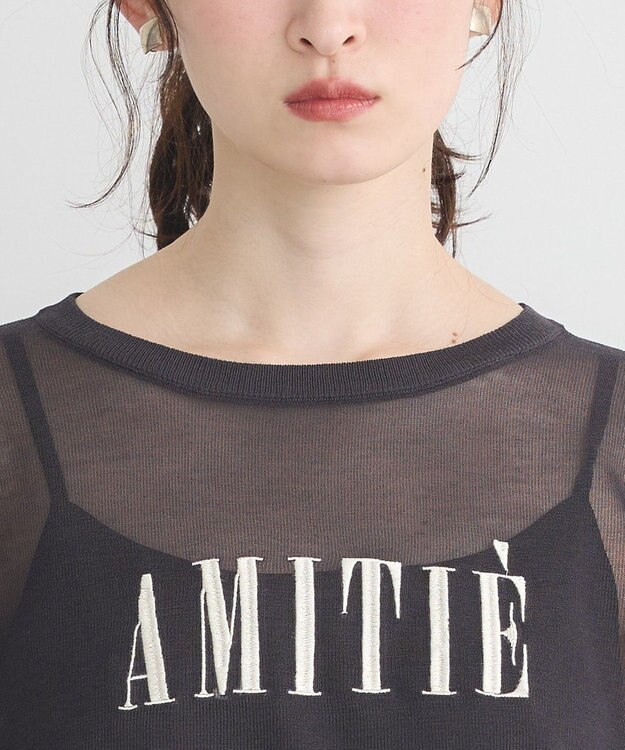 earth music&ecology 【接触冷感】ロゴ刺繍シアープルオーバ Charcoal Gray