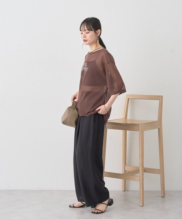 earth music&ecology 【接触冷感】ロゴ刺繍シアープルオーバ Brown