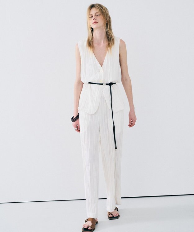 uncrave マシーンプリーツ ギャザーパンツ オフ