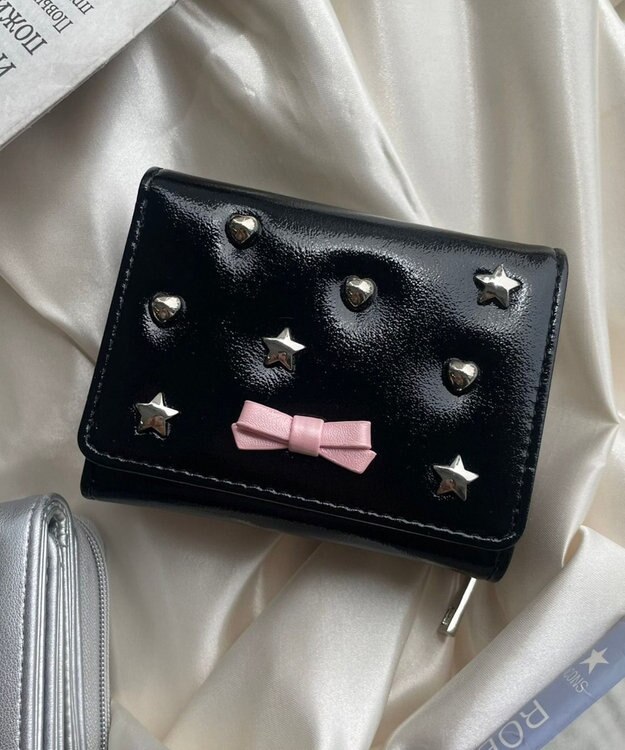 WEGO スタッズリボンウォレット ブラック